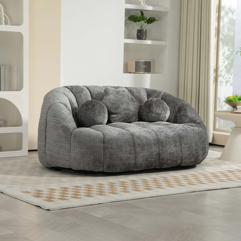 Fauteuil à billes à dossier haut et confortable, Gris chenille