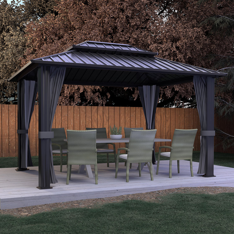 Hardtop Double-Roofed Aluminum Patio Gazebo Multiple Sizes