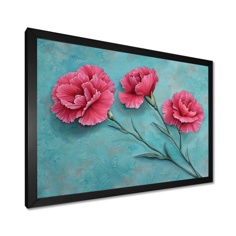 Décoration murale cyan «Harmony of Rose» - Œillet, H 24 po x l 32 po, Reproduction encadrée d'une seule photo sans pass, Noir