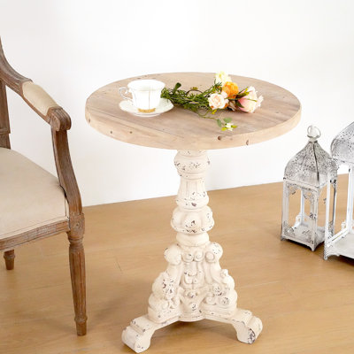 Table basse décorative, piédestal antique avec plateau et base en bois massif, blanc naturel, profondeur 24,03 po, largeur 28,76 po, installation rapide blanc naturel, large, profond, haut, élégant