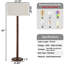 Lampe sur pied 61 po en bois perlé rétro avec abat-jour en lin surdimensionné, lampe sur pied au fini noyer pour salon, chambre à coucher, coin lecture et bureau, homologuée UL, compatible avec les ampoules E26-1679416754