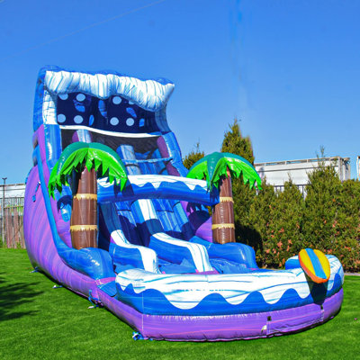 Toboggan aquatique de qualité commerciale JumpOrange 17 pieds (avec ventilateur et piscine)