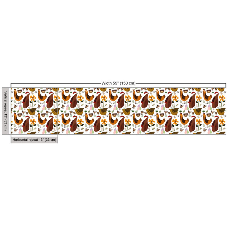 Chantiel Funny Various Chickens Eggs and Flowers Cartoon Rural Farm Elements Multi-Purpose Fabric
