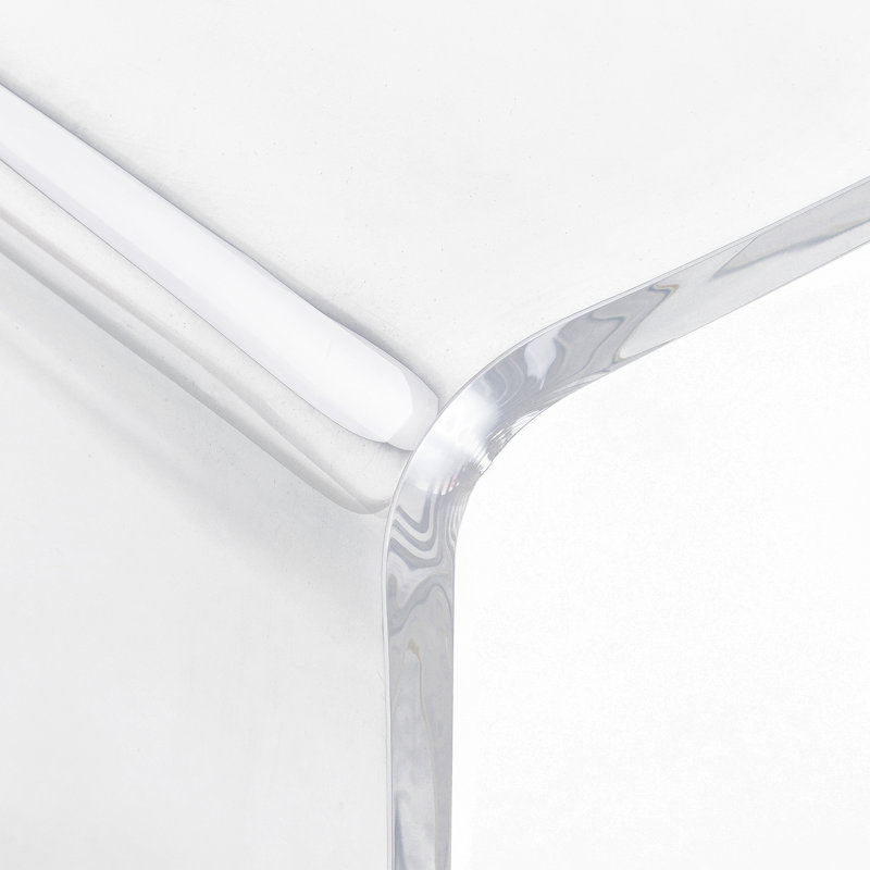 21" Long Rectangle All Acrylic 15Mm Thick Waterfall Coffee Table, Clear