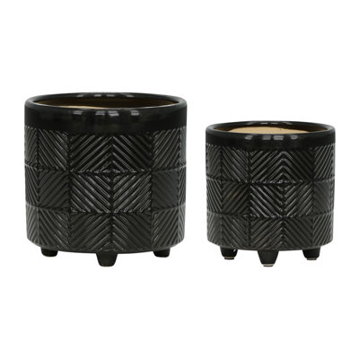 S/2 6/8" Textured Planters