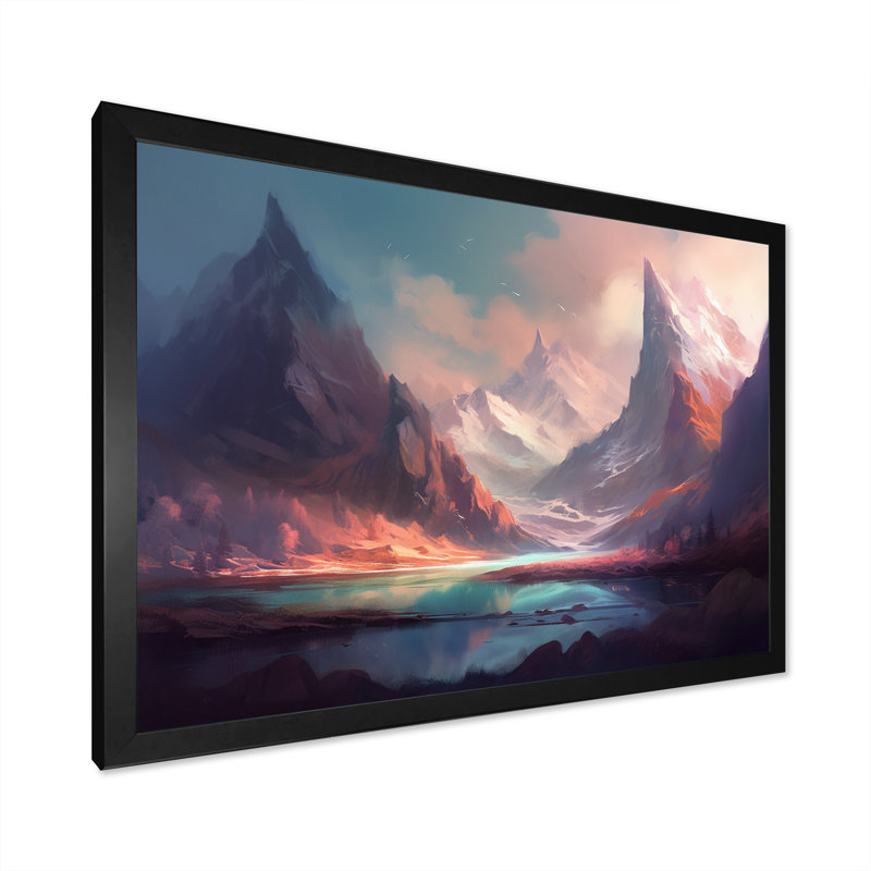 Frozen Mountain Range I - impression, Cadre simple noir, H 12 po x l 20 po x P 1 po