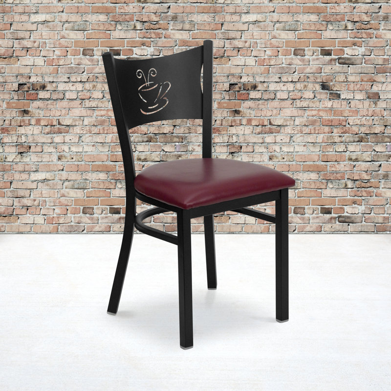 Odyssey Coffee Back Metal Restaurant Chair, Burgundy Vinyl