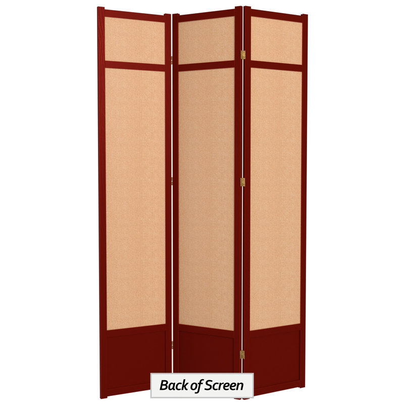 83.5" x 86" Jute Shoji 6 Panel Room Divider, Rosewood, 3 Panel