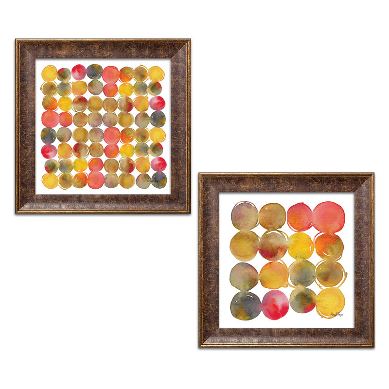 «Small Dots and Big Dots» par Amy Frazer - ensemble de 2 impressions, H 12 po x l 12 po x P 0,75 po, Encadrement patiné