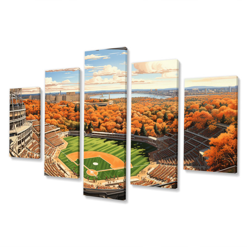Stadium In Spotlight I - Art mural sur toile architecture - 5 panneaux