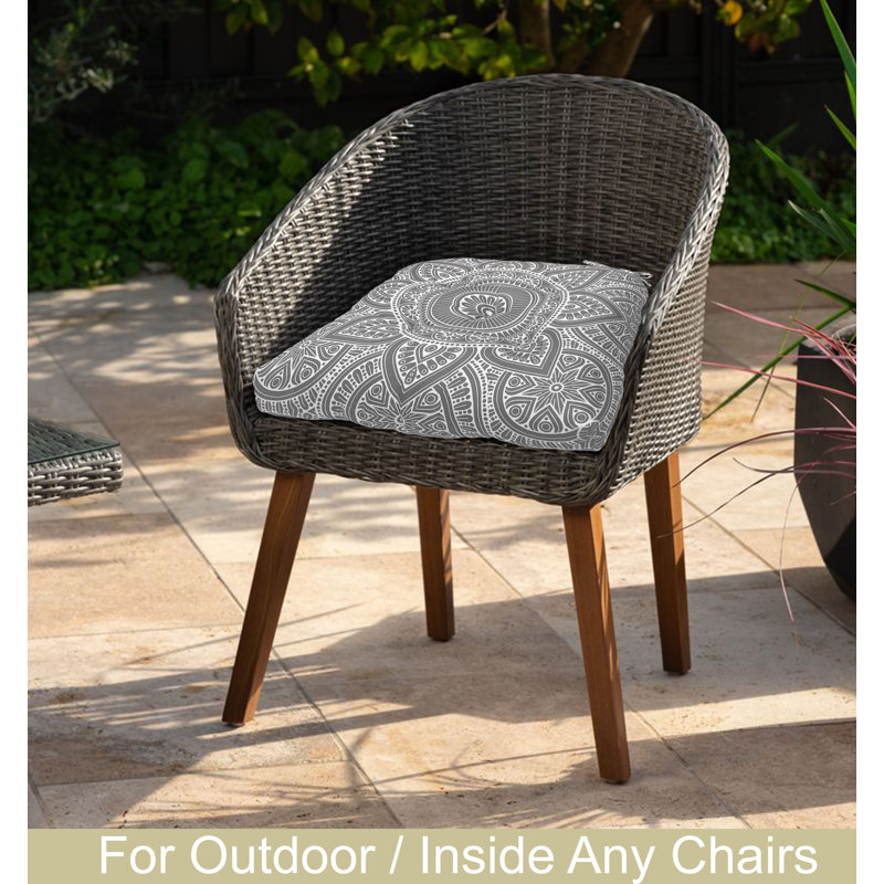 Indoor Outdoor Waterproof Chair Seat Pads Cushion – 19X19 Inches – Thick Patio Garden Furniture Cushions With Ties, Gray