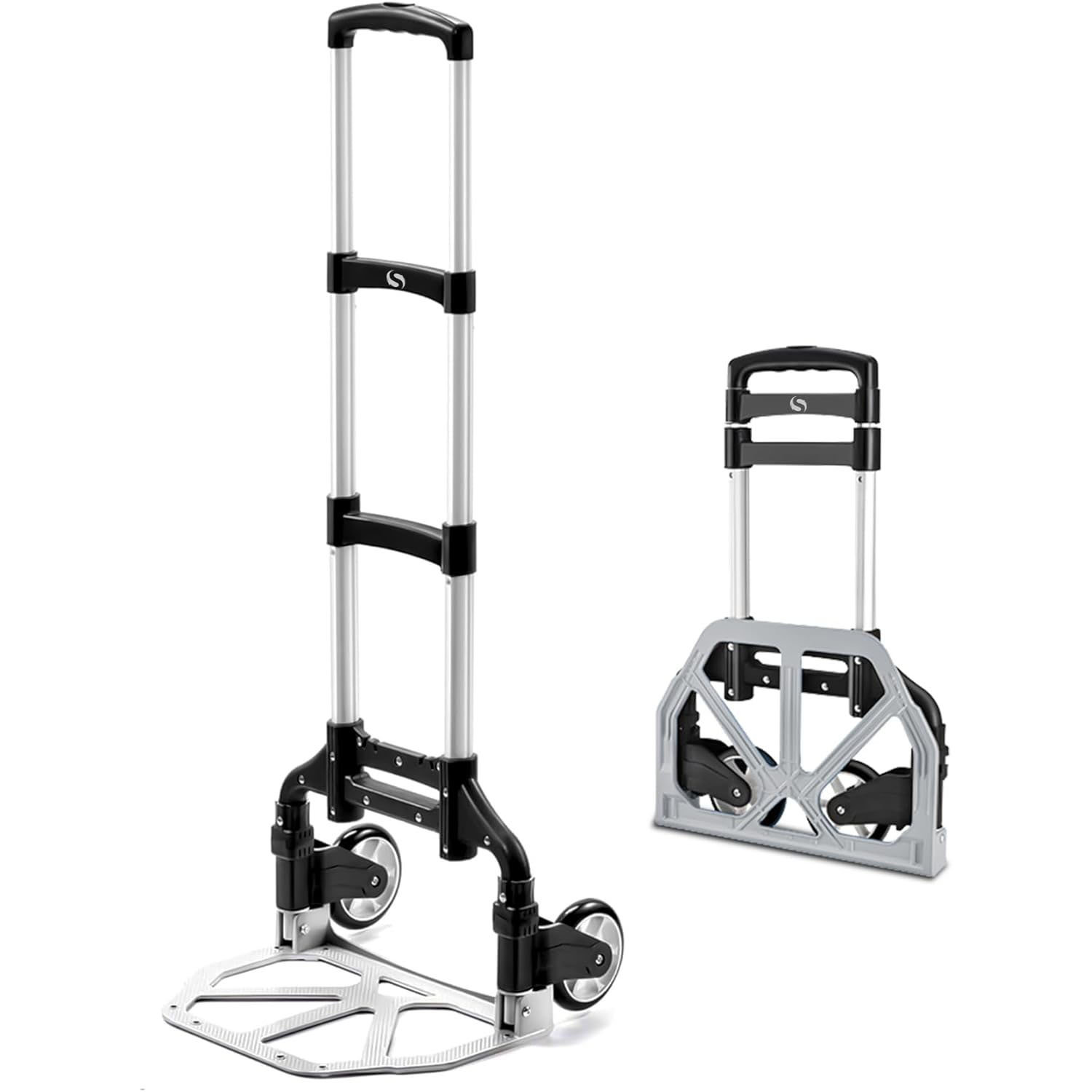 Sac De Voyage Roulette Chariot à Dos à Roulettes En Alliage D'aluminium Pliable Pour Cartable/sac à Dos (noir Avec Six Roues Chariot Pour Cartable