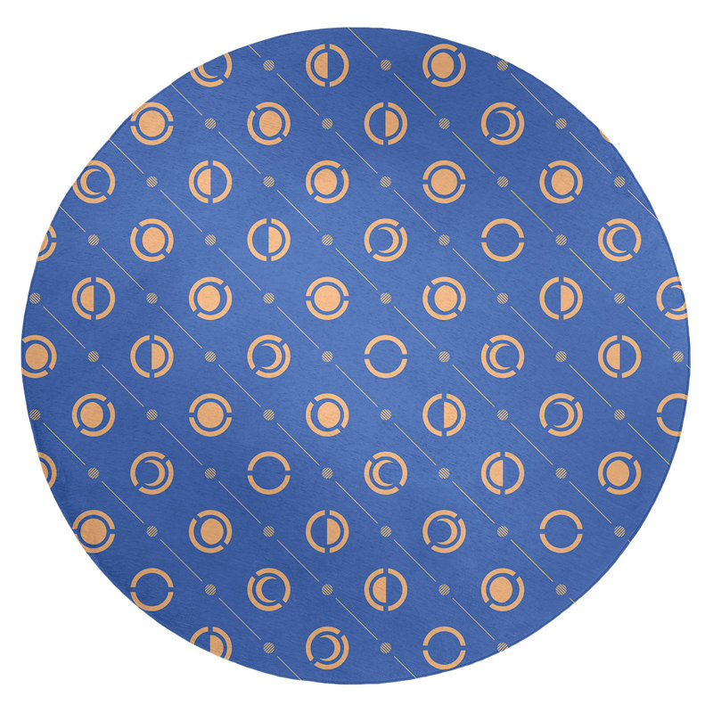 Chenille Geometric Indoor Rug, Round 5'