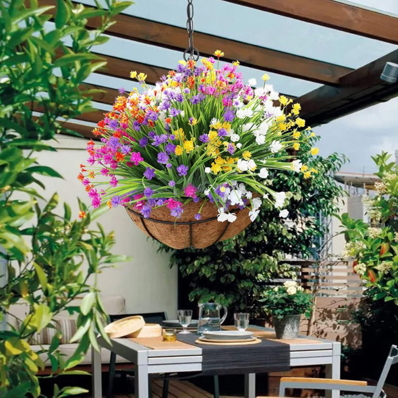 20 paquets de fleurs artificielles pour l'extérieur, fausses plantes, décor d'automne d'été, plantes artificielles résistantes aux rayons UV, fausses fleurs d'automne, faux plastique, verdure, arbuste, décor de cimetière