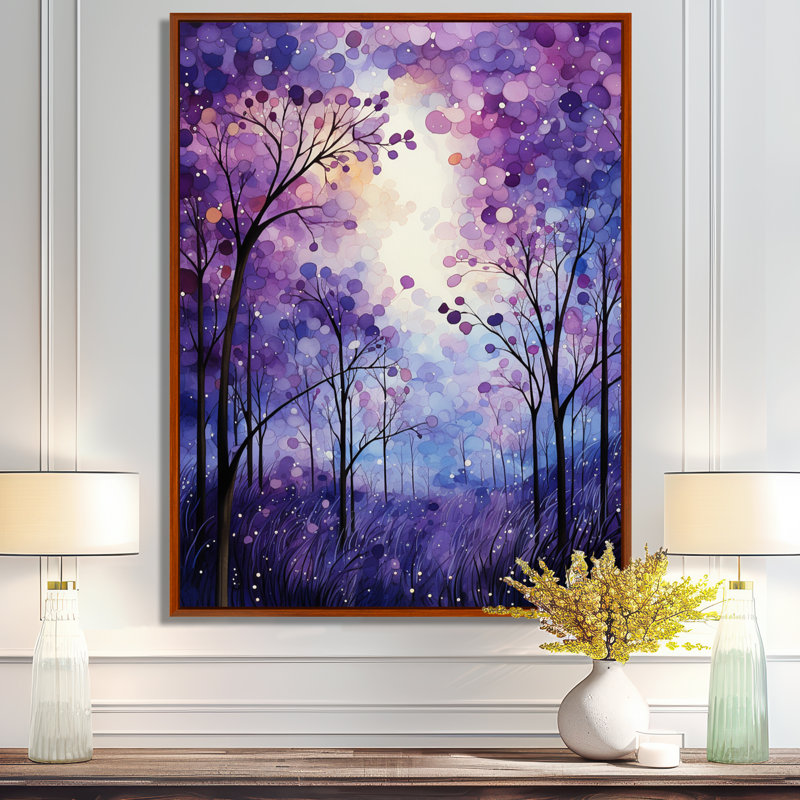 Macmahon Violet Serenade - reproduction d'art sur toile abstraite, H 44 po x l 34 po x P 1,5 po, Cadre flottant brun