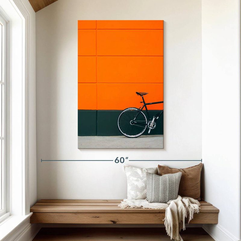 Mehar Bicycle On Orange, 48" H x 32" W