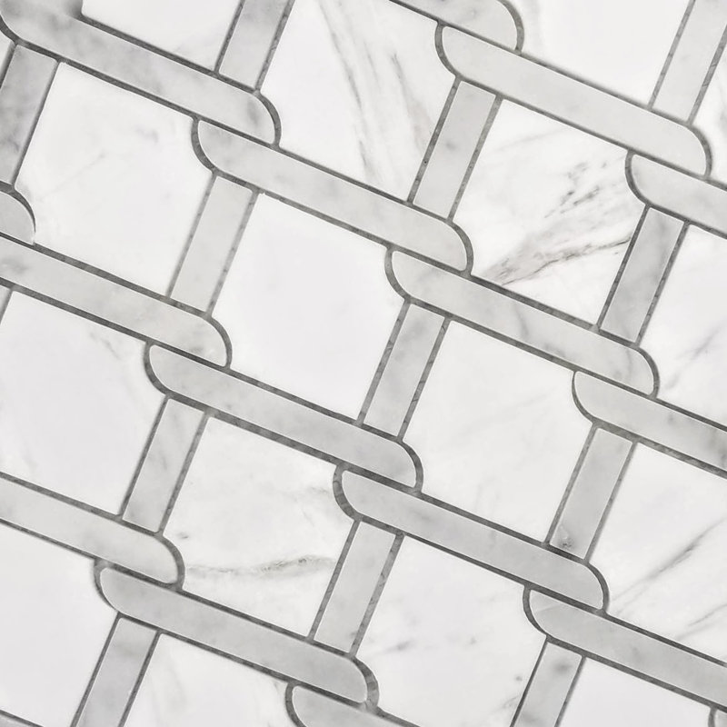 Tuscany 12 in. x 12 in. Marble Pressed Edge Diamond Mosaic Decorative Kitchen & Bathroom Wall Tile