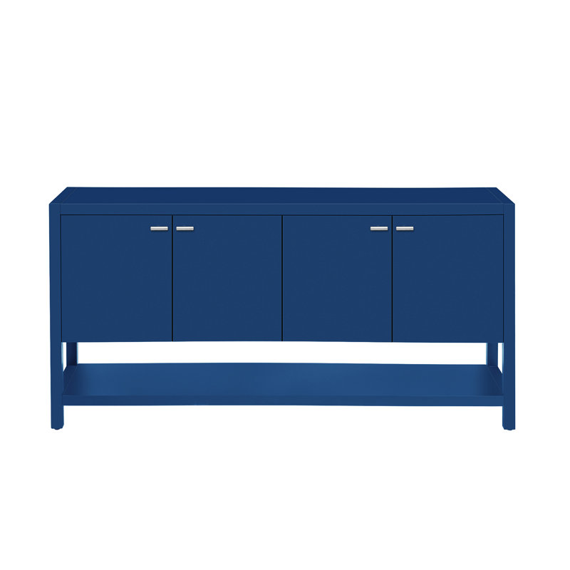 Versatile Entryway Console Table With Spacious Storage And Decorative Shelf Four Doors Interior For Efficient
