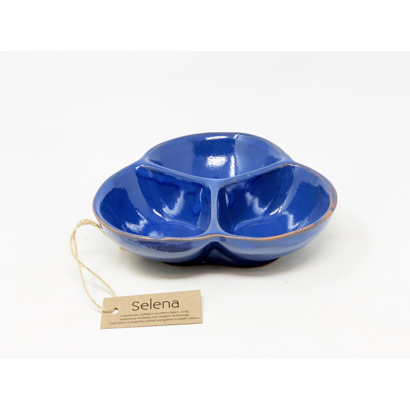 Verano Spanish Ceramics Ceramic Divided Serving Dish, Blue