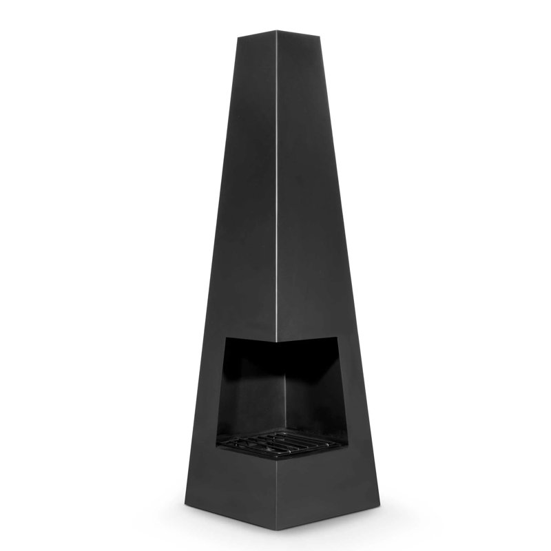 Waurika Triangle Wood Burning Smokeless Chimenea, Black