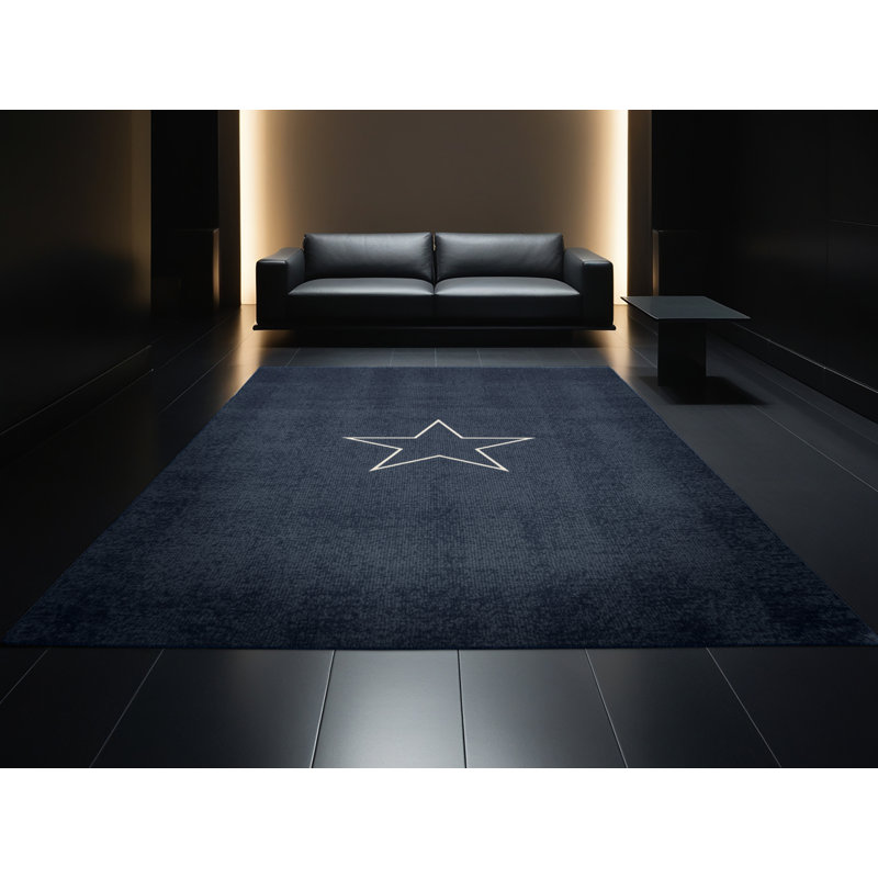 Soft Plush Fifield July 4Th Modern & Contemporary Abstract Area Rug in Gray – Navy Binding, 2x5