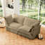 Salon 2 en velours côtelé - siège profond, coussin rembourré, housse amovible, confortable, tendance moderne, siège brun clair avec coussin