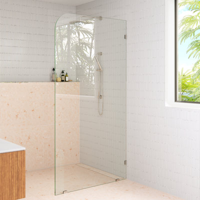 Solaris 40 in. x 78 in. Fully Frameless Radius Single Fixed Shower Panel
