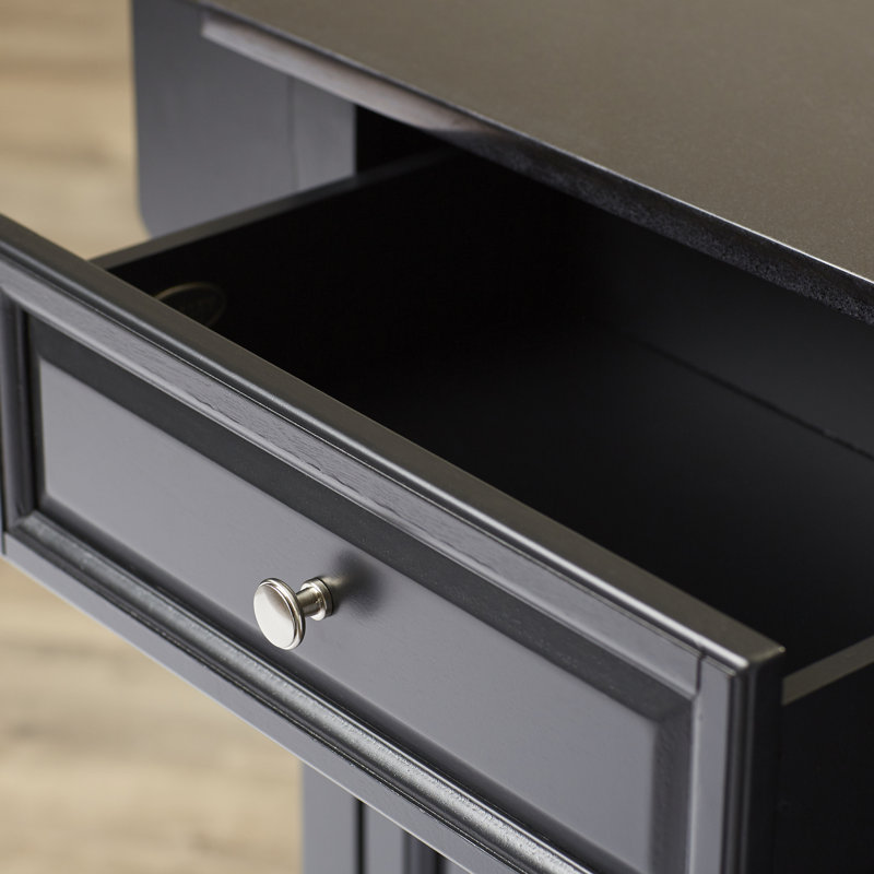 Royce Granite Top Kitchen Island, Black
