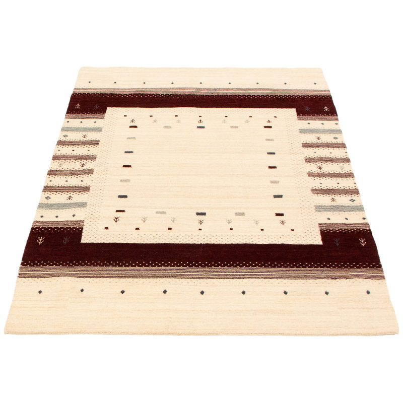 Tapis ivoire en laine noué à la main Olvera