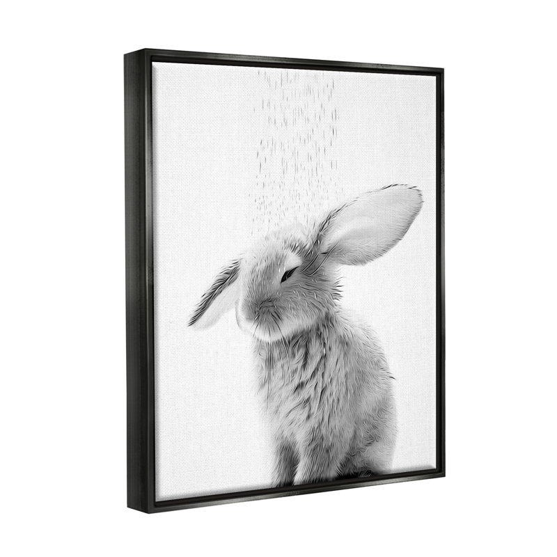 Éclaboussure de salle de bain Bunny, H 31 po x l 25 po x P 1,7 po, Cadre flottant noir de jais
