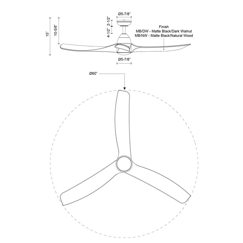 Baylor Smart LED Downrod Ceiling Fan, Dark Walnut