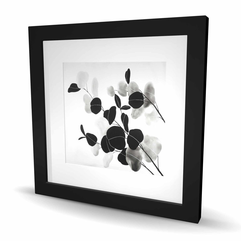Grayscale Branches with Leaves - Black & White Framed Print