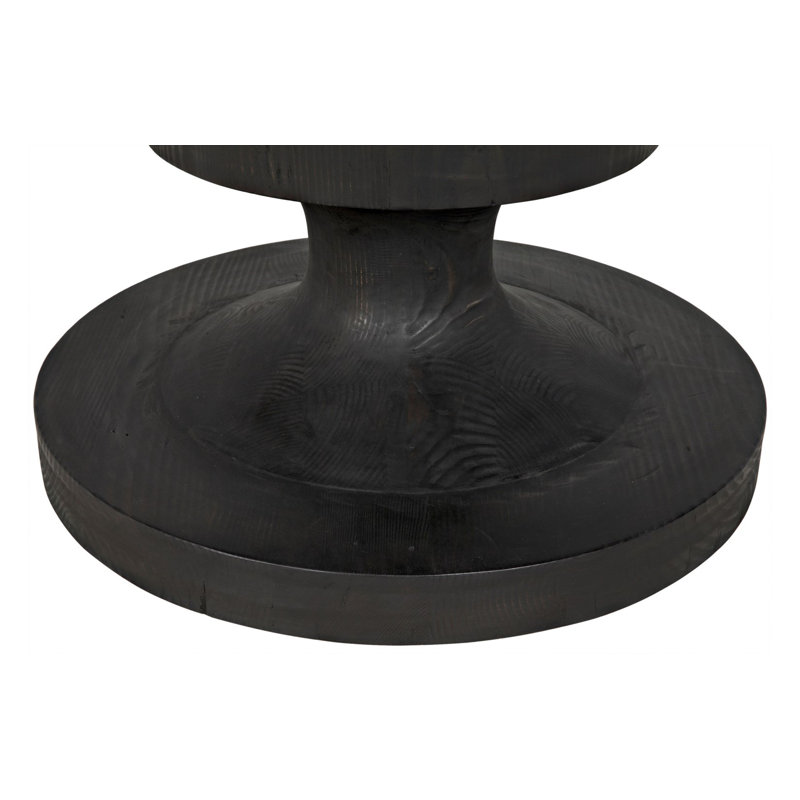 Erica Round Solid Wood Pedestal Dining Table, Black Wax