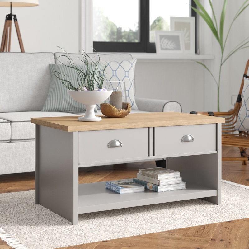 Kerry Coffee Table with Storage, Beige, Matt Grey
