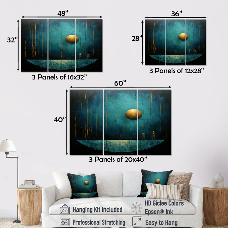 Ensemble d'art mural Zaylee, Toile tendue, H 32 po x l 48 po x P 1 po