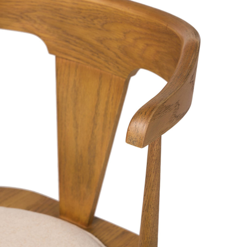 Garth Solid Wood Bar Stool, Bar Stool (29.94" Seat Height), Sandy Oak, Antwerp Natural/Linen Blend