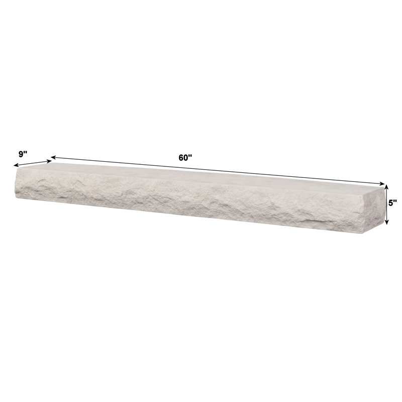 Natural Cut Stone Edge Non-Combustible Mantel Shelf, Arctic Blast, 60"