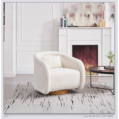 Fauteuil pivotant pivotant, fauteuil demi-tonneau pivotant à 360 degrés avec revêtement en tissu de velours, fauteuil pivotant confortable en forme de citrouille pour le salon, la chambre à coucher ou le bureau