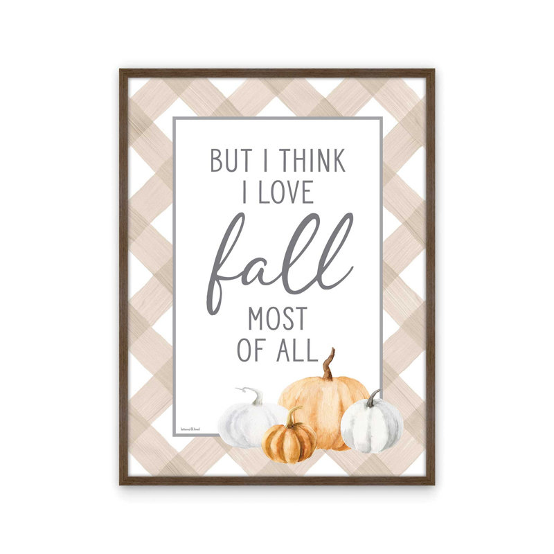 «I Love Fall» par lettres et doublures, reproduction d'art, L 12 po x H 16 po, Brun, Impression encadrée