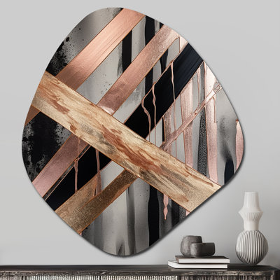 Metallic Stripes And Circles III - Abstract Marble Nebula Shape Metal Wall Sculpture