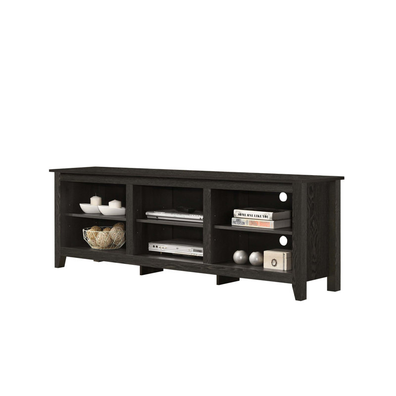 Benito 70"W TV Stand with Open Shelves and Cable Management, Dark Gray