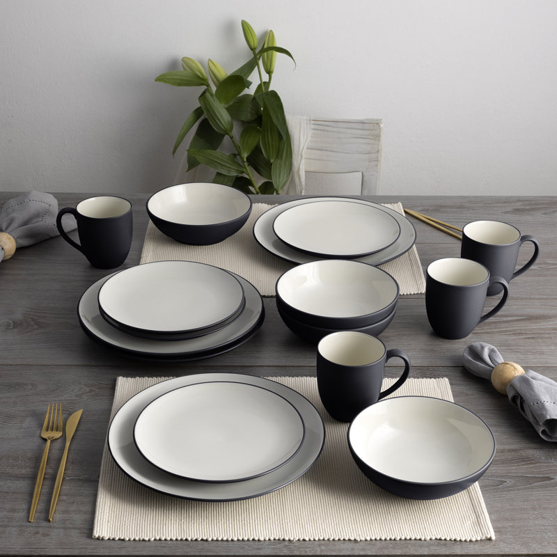 Noritake Colorwave 16-Piece Coupe Dinnerware Set, Service for 4, Graphite