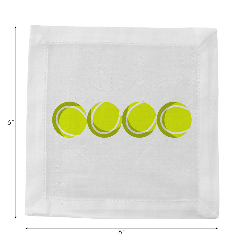 Serviettes de cocktail en satin de coton et balles de tennis