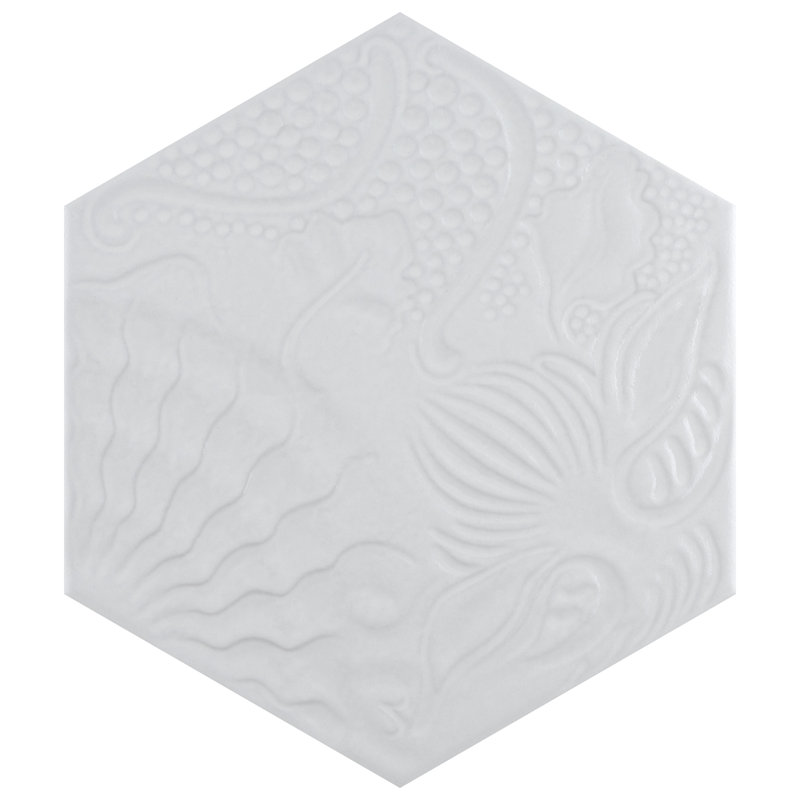 Gaudi Hex 9" x 10" Porcelain Patterned Wall & Floor Tile, White