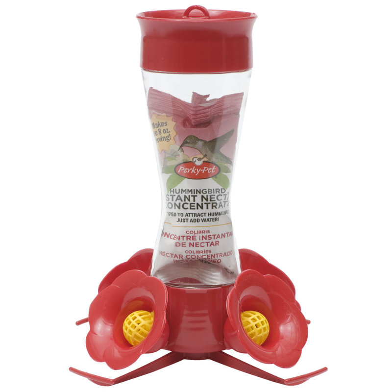 Red Glass and Plastic Hanging Hummingbird Feeder