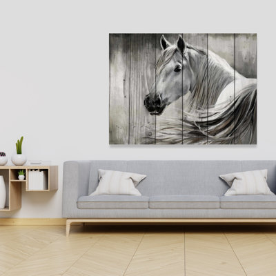 Rustic Horse Canvas - Farm Animals White Art | Home Decor