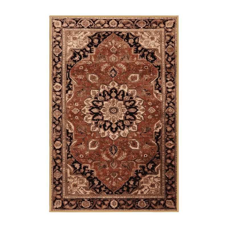 Tapis brun lavable à la machine, Rectangle 7 pi x 9 pi