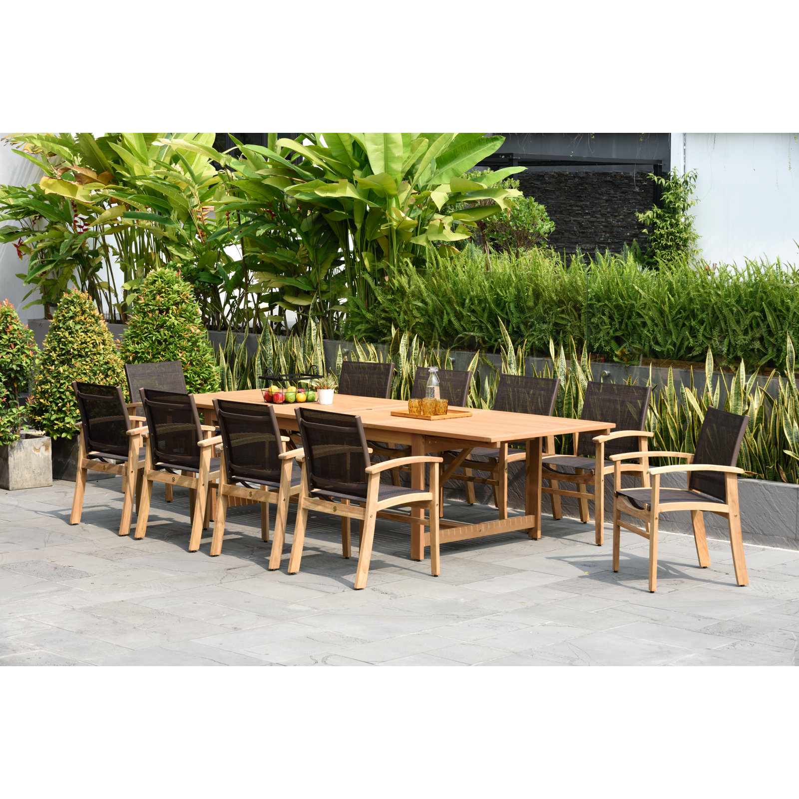 Anautica 118'' Rectangular 10 - Person Outdoor Dining Set