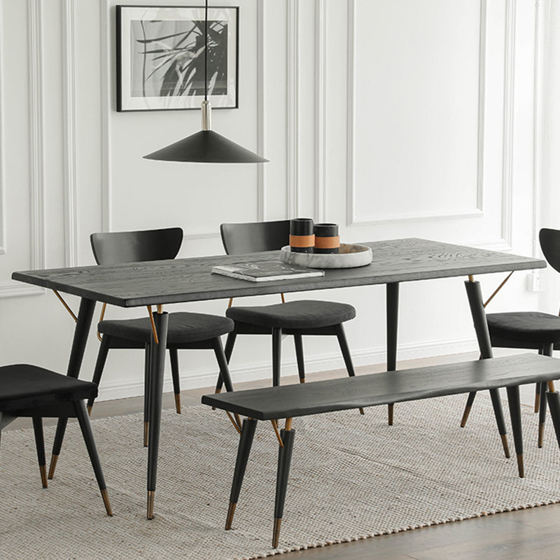 Nachelle Oak Solid Wood Dining Table, 29.92"H x 70.87"L x 31.5"W