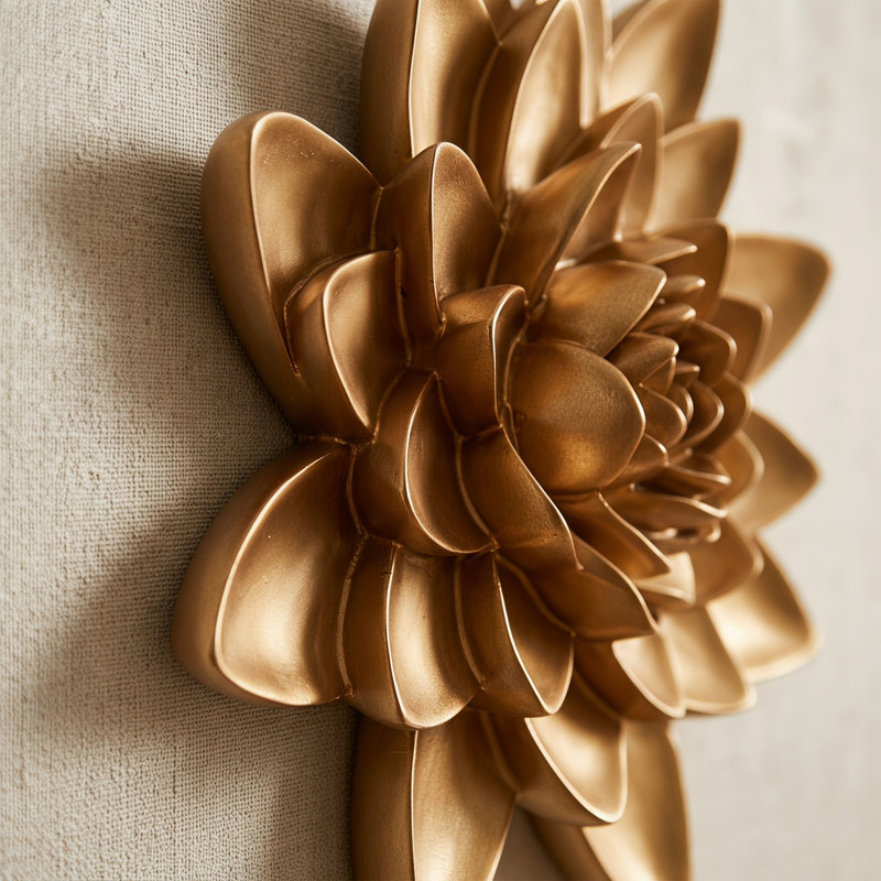  Handcrafted 3D Lotus Wall Decor on Resin – Traditional Floral Sculpture Art for Living Room, Bedroom, Hotel, and Cafe